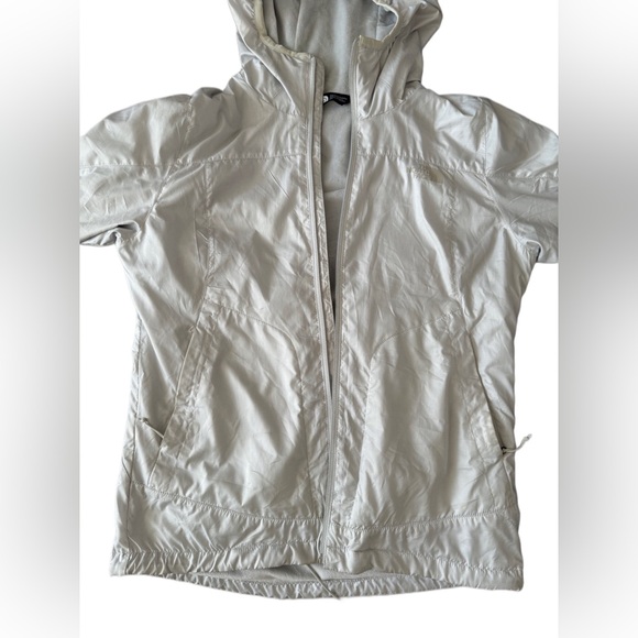 North face off white jacket zip up hood size small windwall - Picture 3 of 5